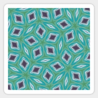 Teal, Green and Dark Gray Star Shaped Pattern with Diamonds - WelshDesignsTP003 Magnet